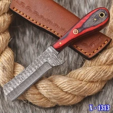 Custom Handmade Damascus Steel Fix Blade Bull Cutter Knife Full Tang
