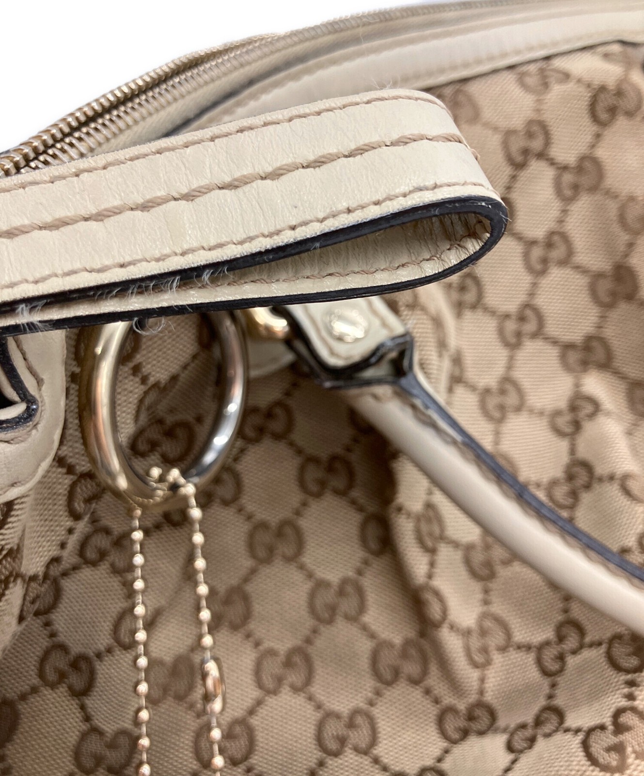 GUCCI Sukey Diamante 2Way Bag Beige Canvas Leather Model 247902 SN2585 thumbnail 9