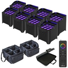 Chauvet DJ Freedom Par H9 IP Black Wireless Battery Powered LED Uplights 8pk