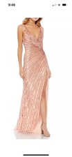 Mac Duggal 5372 Faux Wrap Sequin Gown SZ 10 Rose Gold