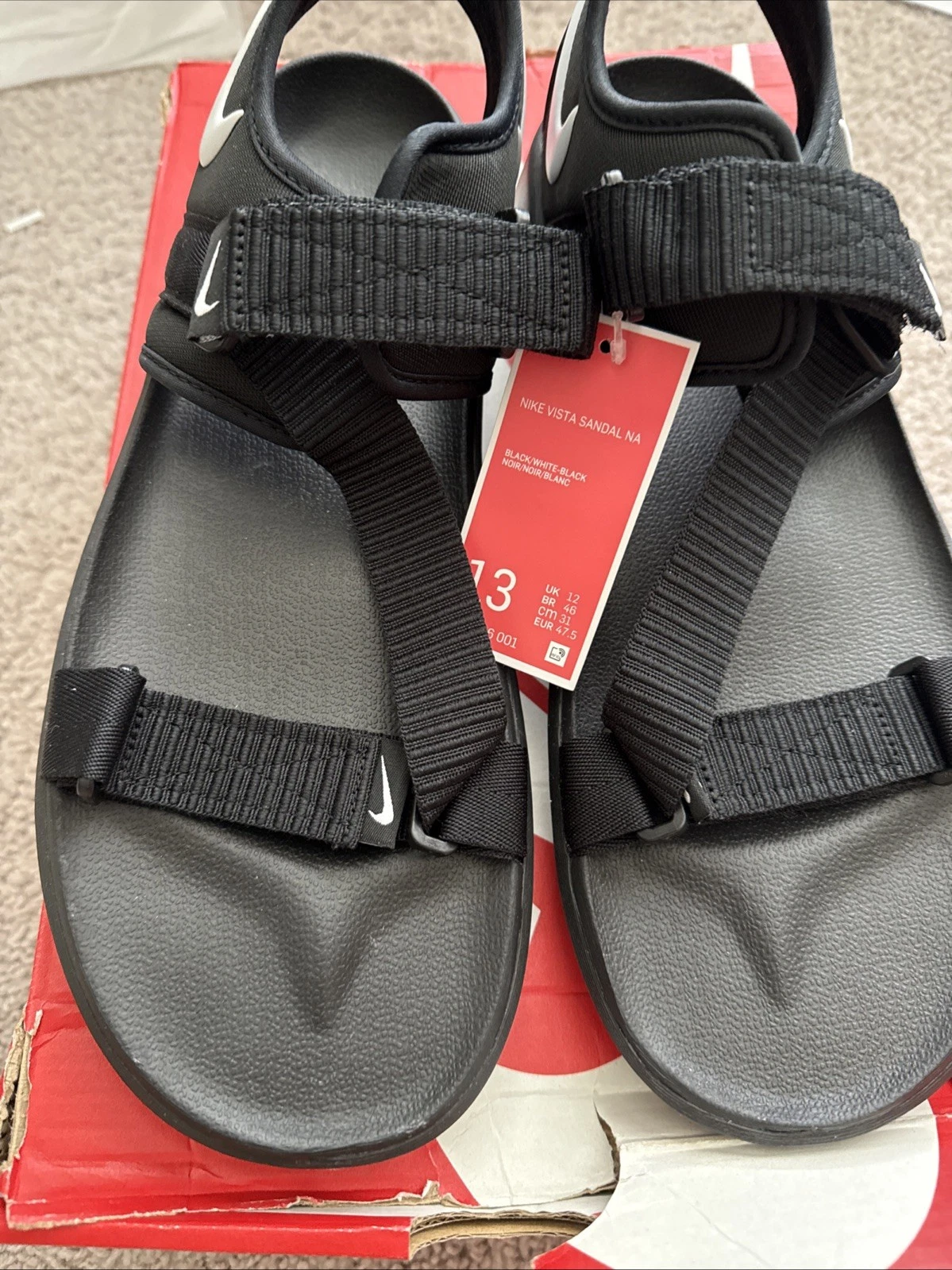 Nike VISTA Sandali NA Slides Uomo Us 13 Nero Bianco DJ6606 001