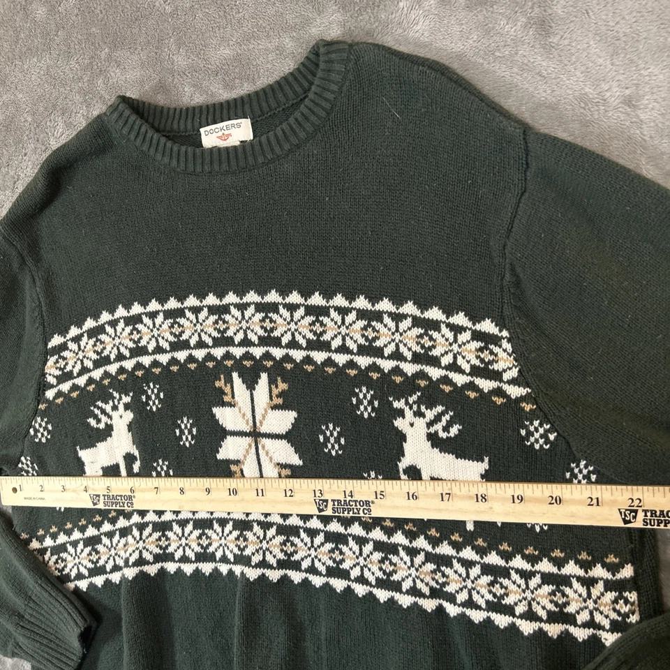 Suéter Jersey DOCKERS Vintage Navidad Tejido Reno Verde Nórdico Talla Grande Foto 3 de 4
