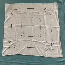 vintage linen tablecloth 33 x 33 off white cutout design card table size