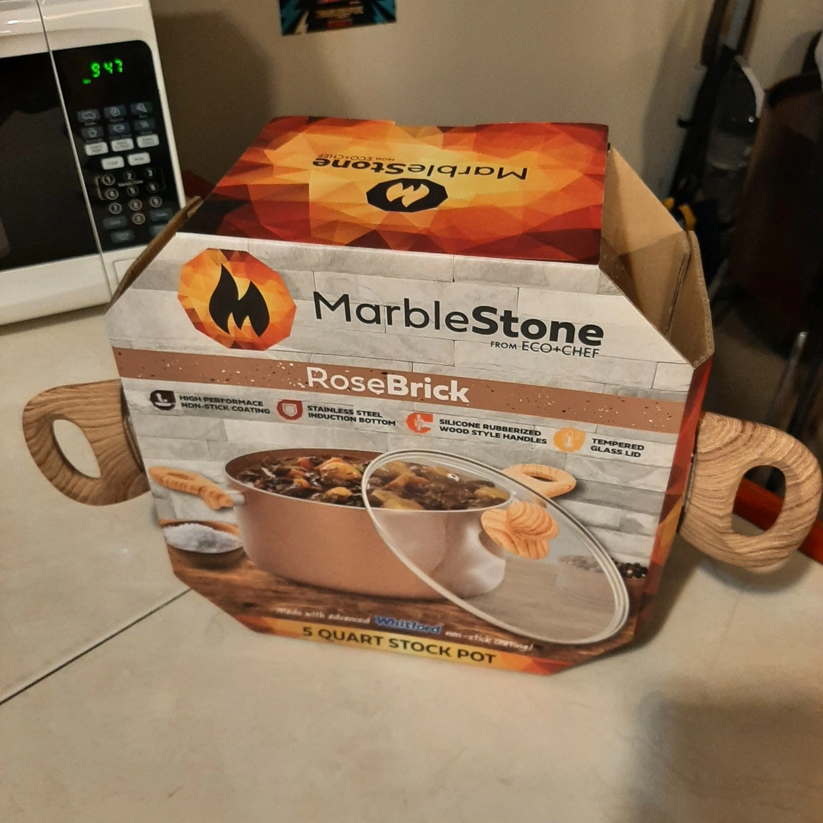 5 Quart Stock Pot Marble Stone From ECO+CHEF Rose Brick
