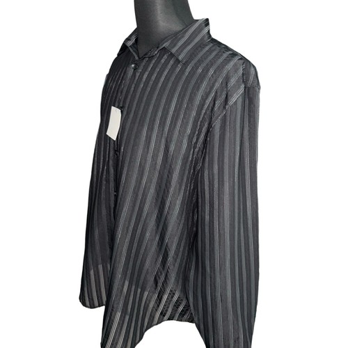 ZARA NWT MENS STRIPED TRANSLUCENT LONG SLEEVE SHIRT IN BLACK-SIZE XL - Picture 9 of 13