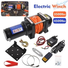 Electric Winch 12v 3500lb/4500lb Synthetic Rope Wireless Remote Garage Workshop.