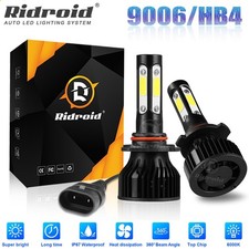 4-sides 9006 HB4 LED Headlight Bulbs Conversion Kit High Low Beam 6500K White 2x