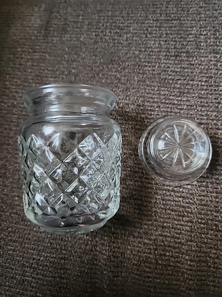 Vintage Clear Glass Jelly Condiment Jar With Lid - Image 2 of 3