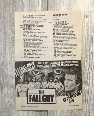VTG 1980 s TV Show The Fall Guy TV Guide Magazine Ad 0C25 453