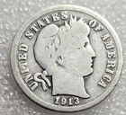 1913 Barber Dime USA  America 90% Silver #128