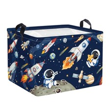 Space Rockets Laundry Hamper Cartoon Astronaut Large Storage Basket Planet Co...