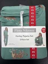 Flora Nikrooz Henley Pajama Set 2 Piece Set X-Small Green NWT