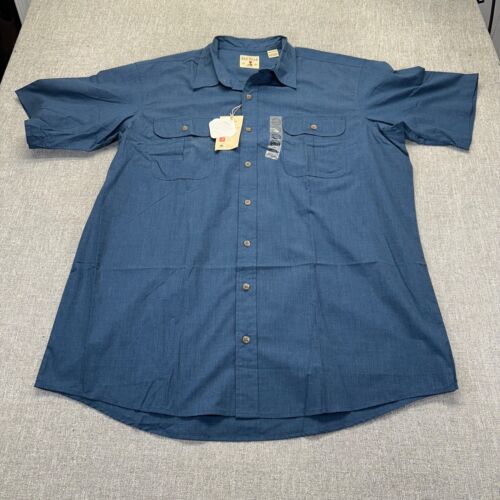 Red Head Utility Shirt Mens 2XL Button Up Blue Short Sleeve UPF 50+ Vented - Afbeelding 1 van 8