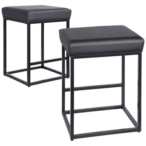 Juego de 2 para mostrador de cocina sin respaldo moderno cuadrado taburetes de bar soporte 330 libras - Imagen 2 de 21