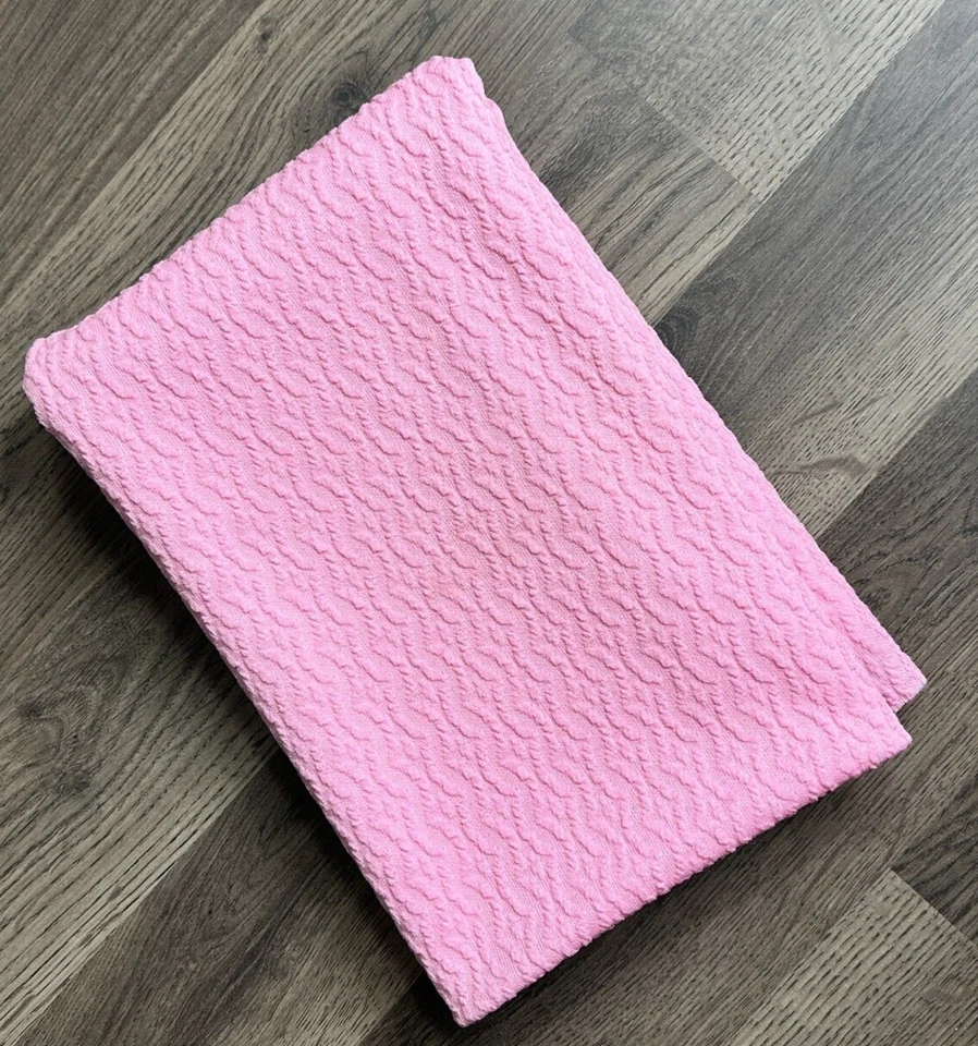 Vintage PINK Textured Knit Material Fabric Solid Retro 47" x 44" Spring Color - Image 2 of 4
