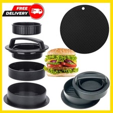 Non Stick Stuffed Burger Press Hamburger Patty Molds Maker Sliders BBQ  Mat