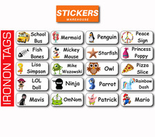 Custom Name IRON ON Labels 25pcs Stickers  Clothing School Tags Kids Uniform D03