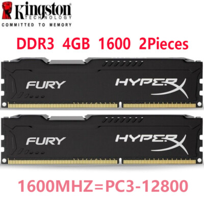 HyperX FURY DDR3 8GB 2x 4GB 1600 MHz PC3-12800 Desktop RAM Memory DIMM 240pins