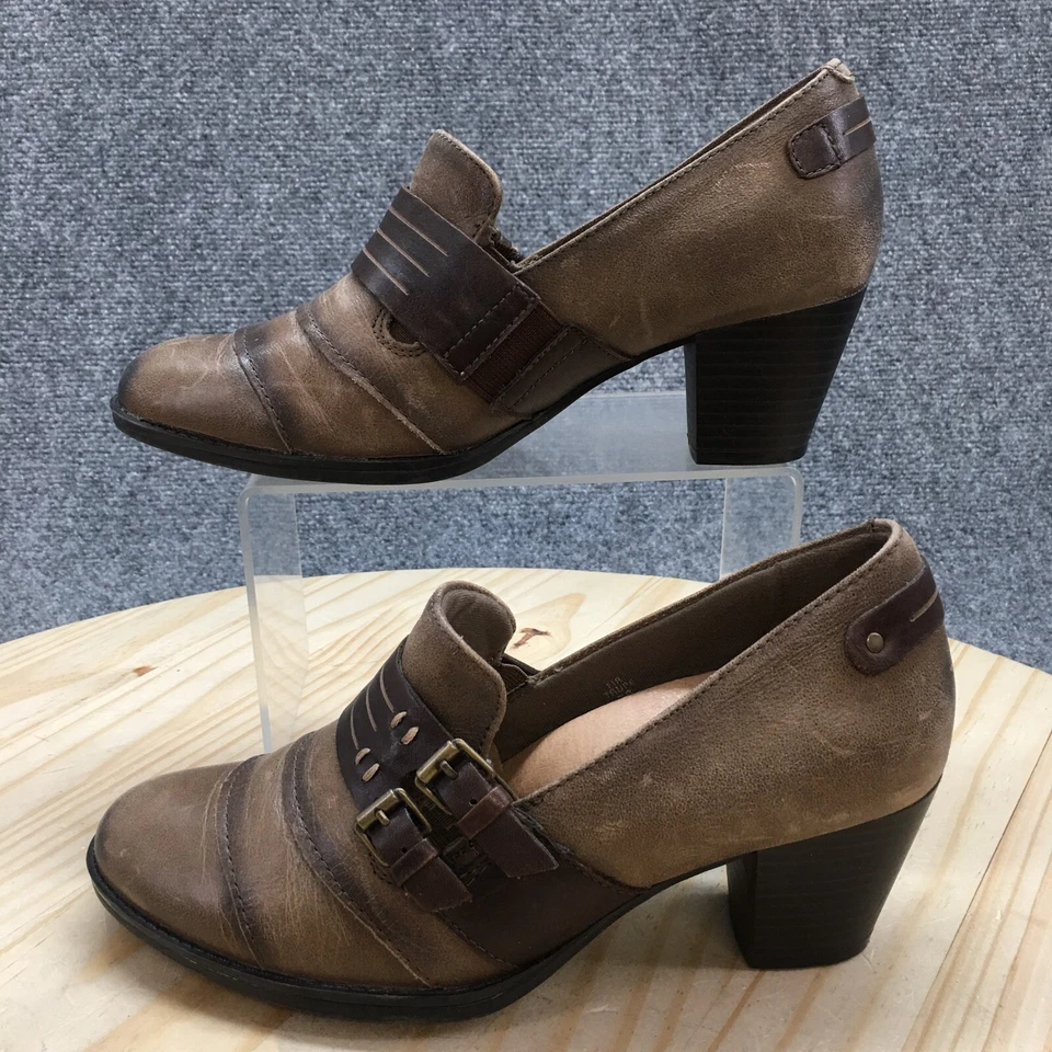 Sapatos Earth Feminino 7 B Abeto Alça Dupla Monge Bombas Salto Couro Marrom Casual - Imagem 2 de 4