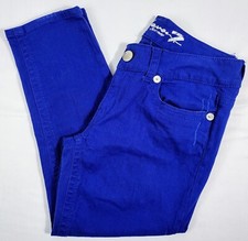 Seven7 Womens Sz 10 Skinny Crop Jeans Denim Mid Rise Pants Bright Royal Blue