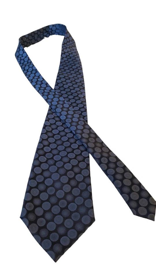 Галстук DOCKERS мужской стойкий к пятнам 100% шелк синий круг геометрический б/у в отличном состоянии - Изображение 3 из 4