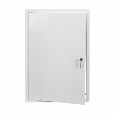 Weißmetall Zugangsplatte 400 mm x 500 mm mit Schloss / Schlüssel Revisionstürklappe