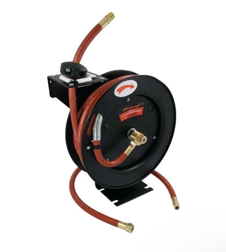 30ft Auto Retractable Rubber Air Line Wall Mountable Water Hose 3/8""
