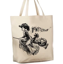Bewitched Dogs, 12 oz Tote Bag Reusable Grocery Shopping Cotton Canvas Bag