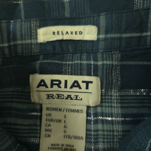 New Ariat REAL Billy Jean Relaxed Fit Shirt Womens Long Sleeve Large Green NWT - Picture 17 of 18