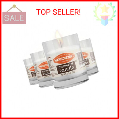 Manischewitz 24 Hour Candles, 1 Day Glass Yahrzeit Memorial Candles (4 Pack) | B