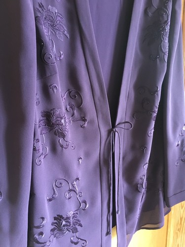Jacques Vert size 14 beaded embroidered purple evening jacket tie fastening - Picture 5 of 7