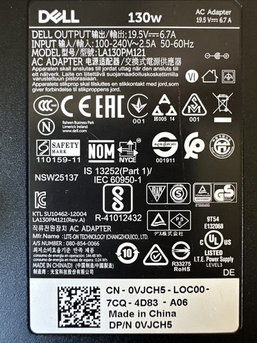 13 PcDell 130W AC Adapter 19.5V 6.7A PA-4E DA130PE1-00 LA130PM121 Laptop Charger - Picture 2 of 5