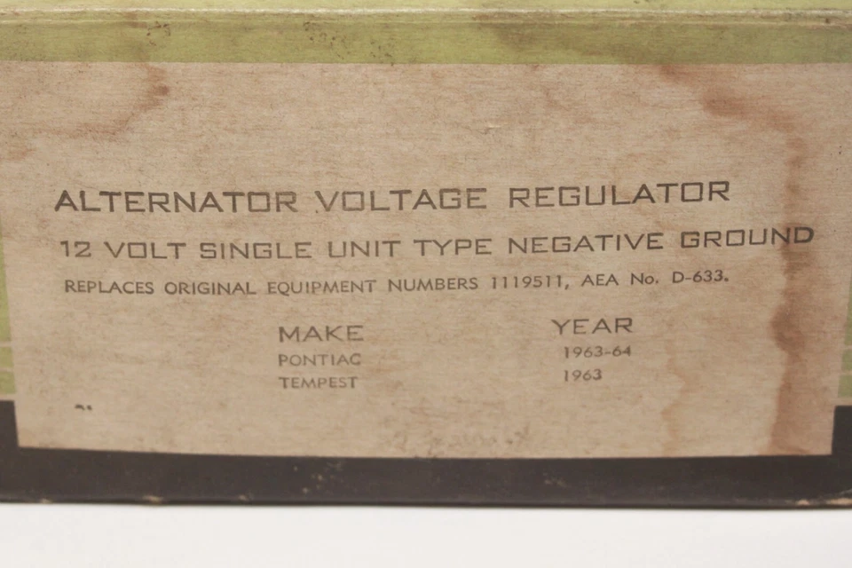 NORS 1963-68 Pontiac 1963 Tempest Voltage Regulator 12V Delco D-633 1119511 9112 - Image 4 of 4