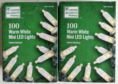 2 Pack Home Accents Holiday 100ct Warm White LED Mini String Lights 28FT 10IN