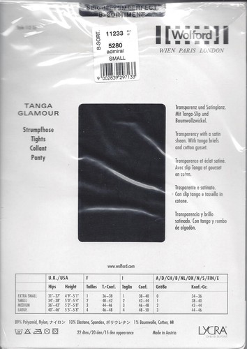 Wolford Tanga Glamour Tights • S • admiral ... Transparenz und Satinglanz - Bild 5 von 6