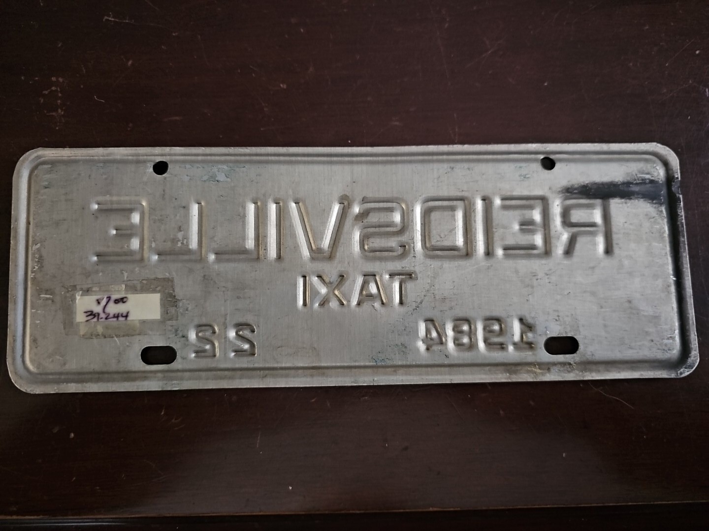 RARE Reidsville NC Taxi Tag License Plate 1984 eBay