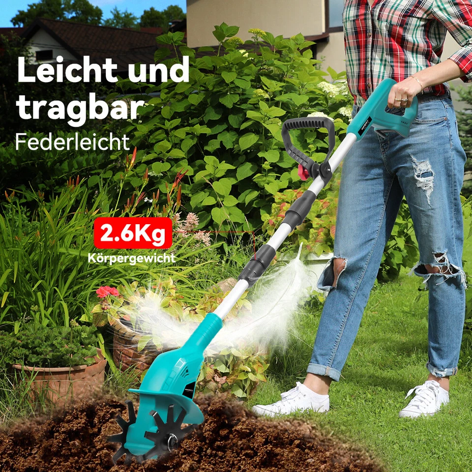 Akku Bodenhacke Elektro 1000W Gartenfräse Kultivator Ackerfräse Hacke Für Makita - Bild 3 von 4