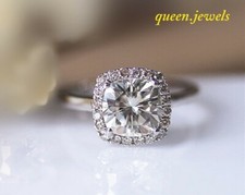 2.56CT Cushion Lab-Created Diamond 14K White Gold Finish Engagement Halo Ring
