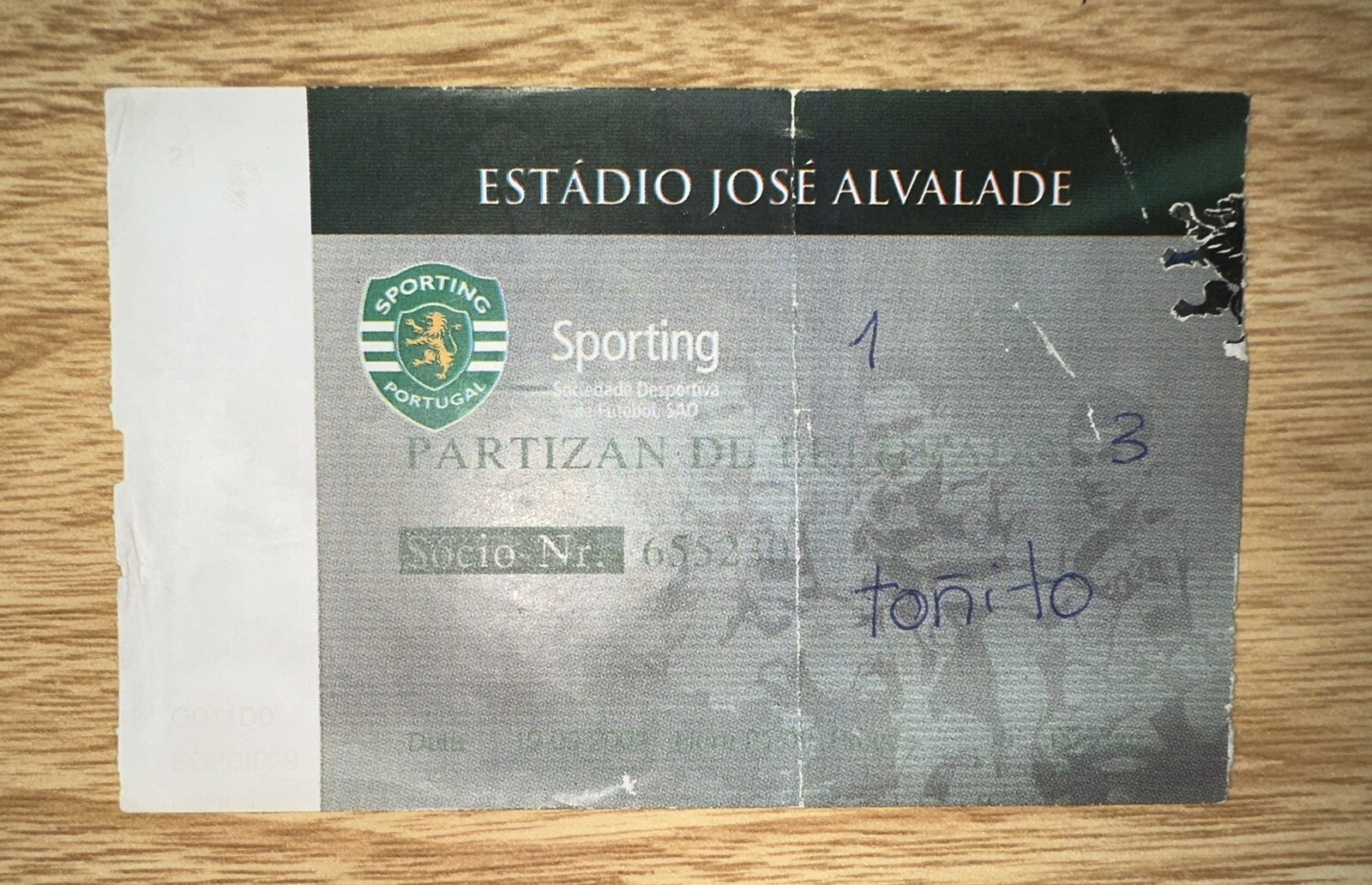 Cristiano Ronaldo Rookie UEFA Cup Debut Ticket 2002 Sporting V Partizan 19 Sept.