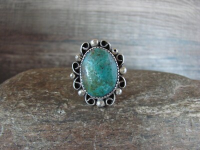 Navajo Sterling Silver Turquoise Adjustable Ring Size 8 to 11 Albert Cleveland