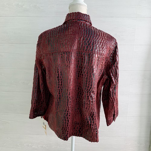 NWT Ruby Rd. - Mulberry Wine faux fur animal print zip jacket, 3/4 sleeves, 16W - Picture 4 of 6