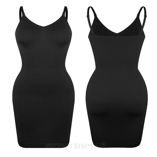 Damen Full Slip Under Kleid Verstellbare Träger Camisole Minikleid Knielang - Bild 16 von 24