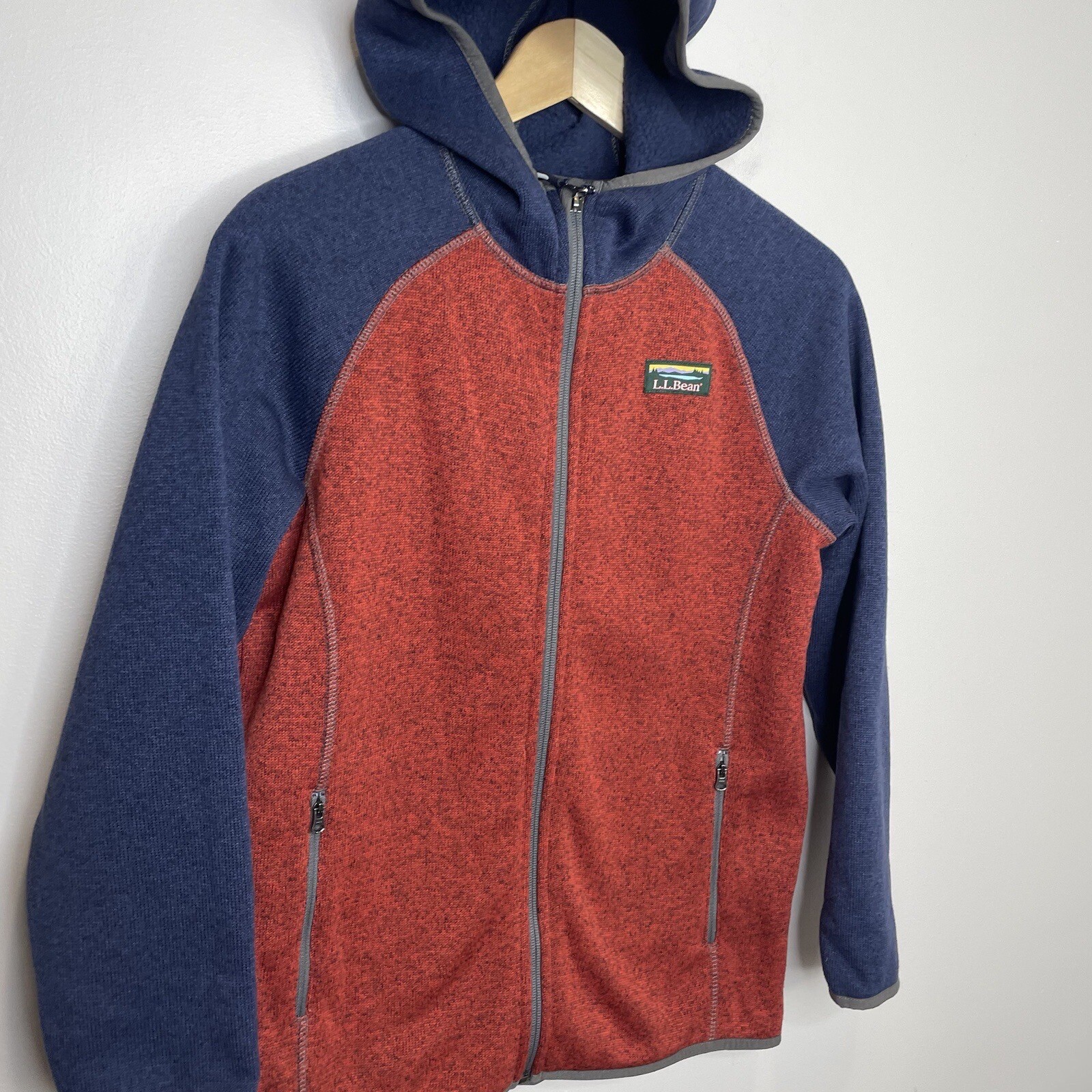 LLBEAN Youth Kids Sweater Full Zip Hoodie Fleece Size Large 1416 Navy