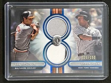 2024 Topps Tribute Dual Relic Blue #/150 Cal Ripken Jr. Derek Jeter Pinstripe