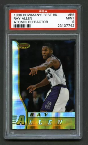 1996 Bowmans Best ATOMIC REFRACTOR RAY ALLEN RC #R5 PSA 9 MINT Bucks Rookie