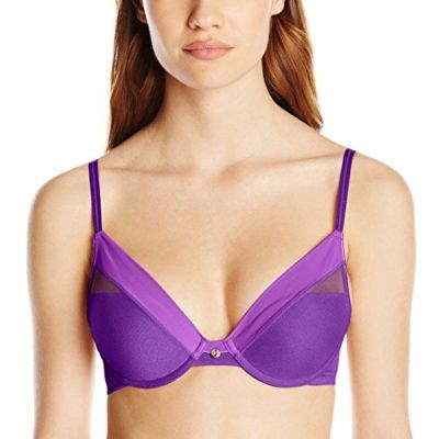 Nwt Natori Lila Push-Up Plunge Sexy Netz Risque T-Shirt Damen Uw Bh 34DD