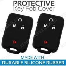 2 Key Fob Cover for 2014-2019 Chevrolet Silverado Remote Case Rubber Skin Jacket