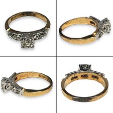 Vintage 18KT HGE Electroplated Gold Engagement Ring CZ