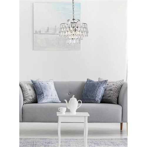 Elegant Lighting Mila 16" Contemporary Iron and Crystal Pendant in Chrome - Picture 2 of 8