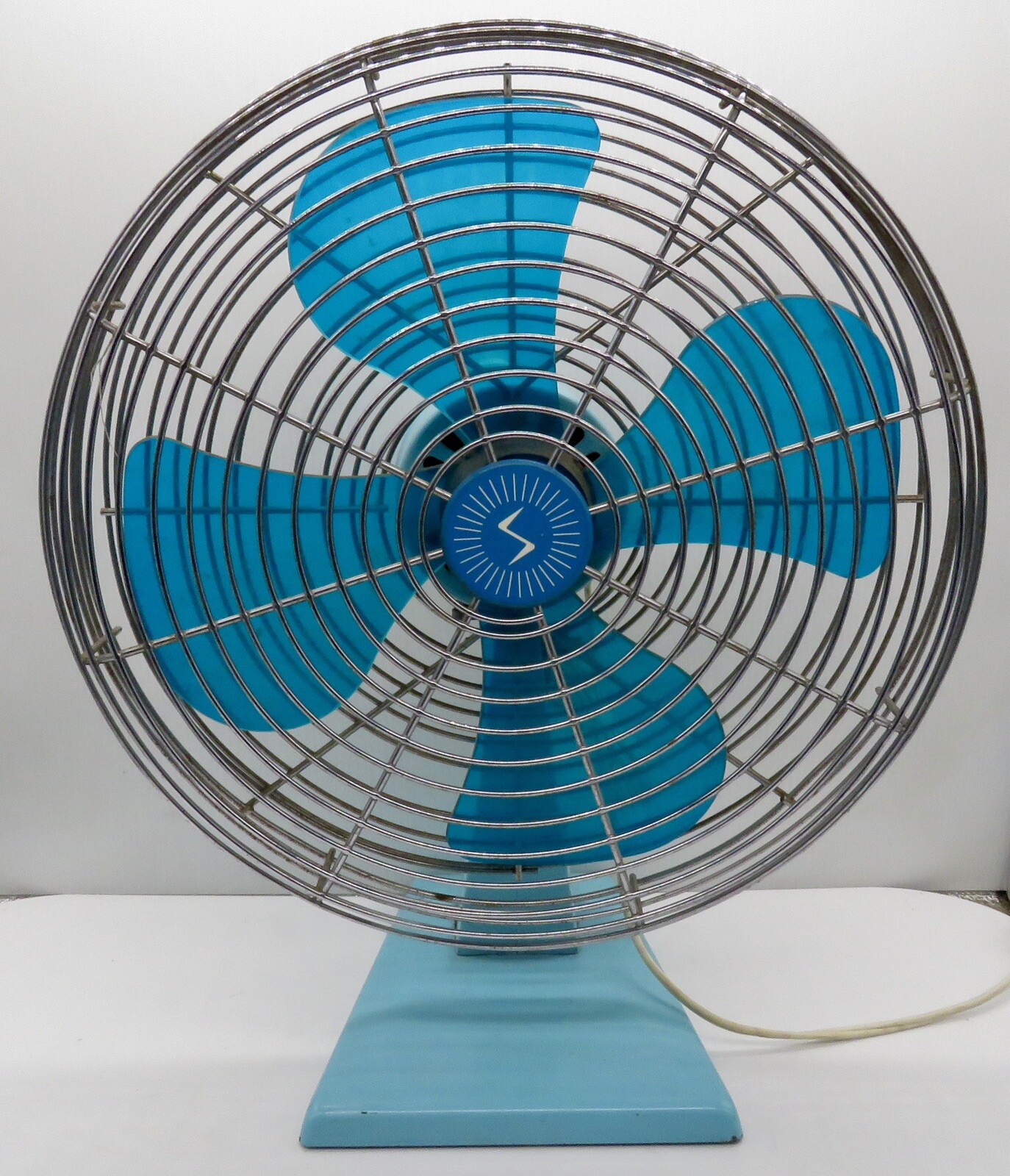 Vintage Superior Electric Fan Model 1200 with Blue Blade and Aqua Base - 3 Speed Settings-image